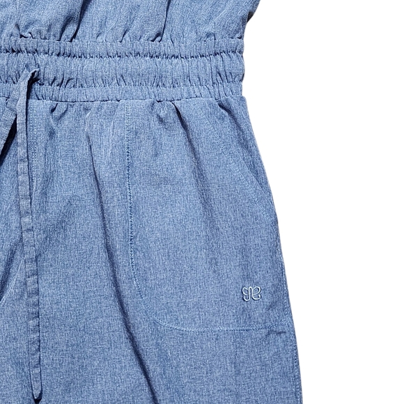 Albion Fit Classic Overall Jumpsuit Womens Small/petite Heathered Blue - Picture 7 of 10